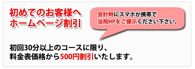 インターネット割引：東京都台東区のマッサージ・整体　ぎっくり腰、はり、骨盤矯正なら　森の治療院